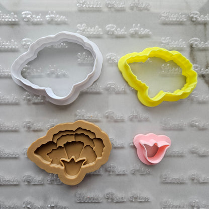 Carnation Blossom Bloom Buttercream Fondant Stamp and Cookie Cutter Set