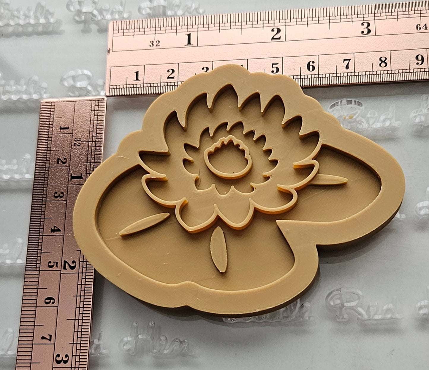 Water Lily  Blossom Bloom Buttercream Fondant Stamp and Cookie Cutter Set