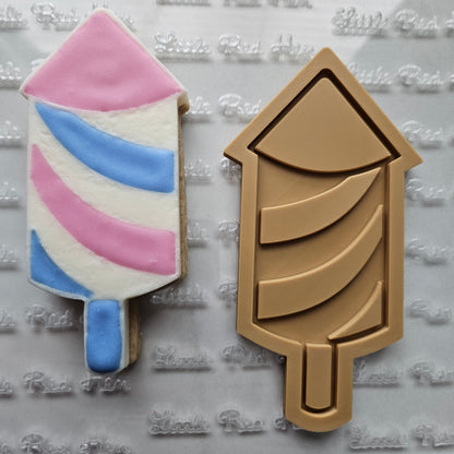 Americana Rocket READY TO FLOOD Buttercream Fondant Stamp and Cookie Cutter Set