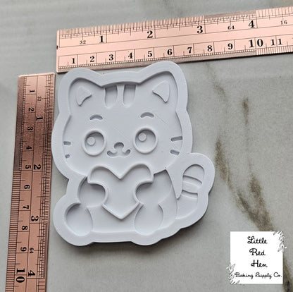 Valentine Cat Fondant and Buttercream Stamp and Cutter Set