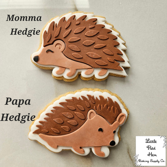 Momma / Papa Hedgie Hedgehog Fondant and Buttercream Stamp and Cutter Set
