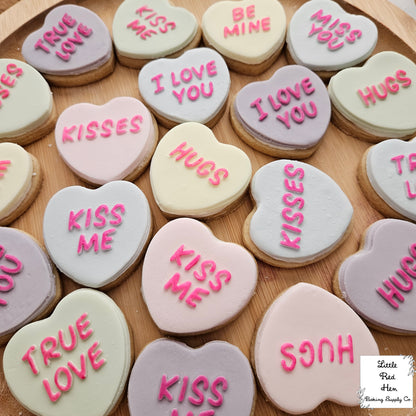 Conversation Hearts Valentine Fondant and Buttercream Stamp and Cutter Set
