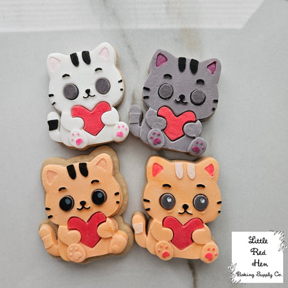 Valentine Cat Fondant and Buttercream Stamp and Cutter Set