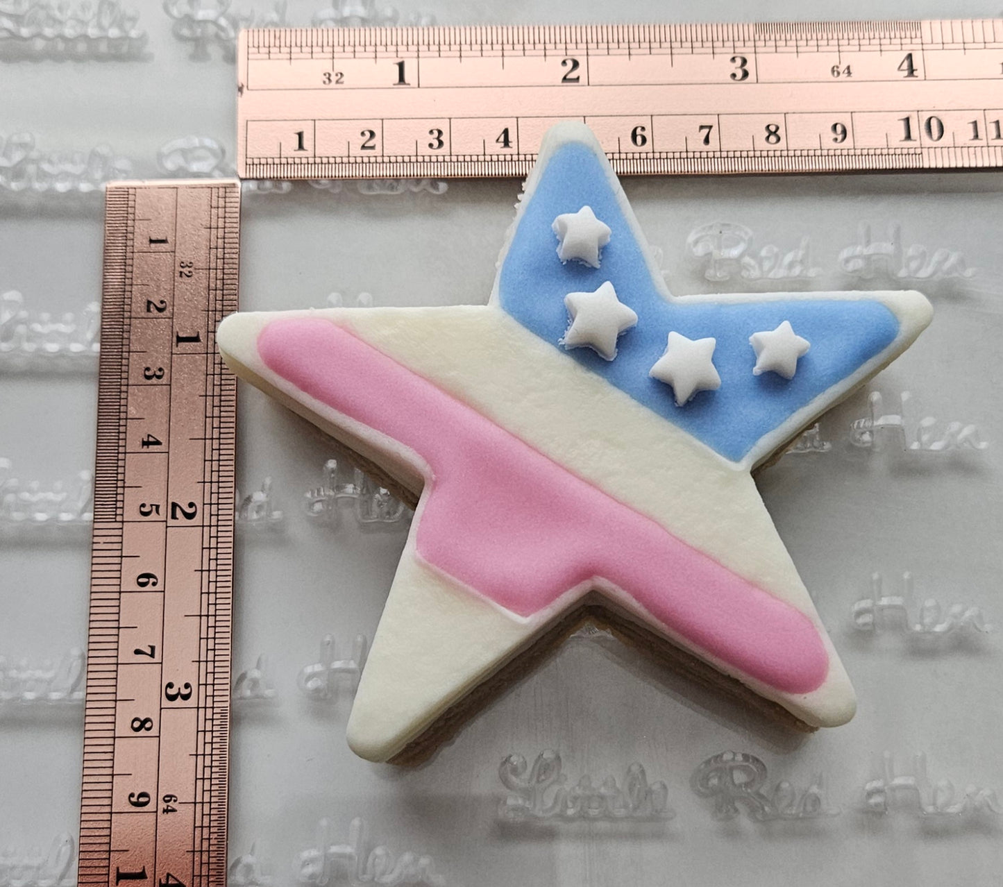 Americana Star with Stripes READY TO FLOOD Buttercream Fondant Stamp and Cookie Cutter Set