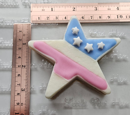 Americana Star with Stripes READY TO FLOOD Buttercream Fondant Stamp and Cookie Cutter Set