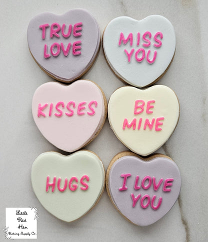 Conversation Hearts Valentine Fondant and Buttercream Stamp and Cutter Set