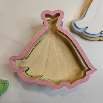 Fairy Tale Dress Fondant Stamp and Cutter Set -- Wedding Collection