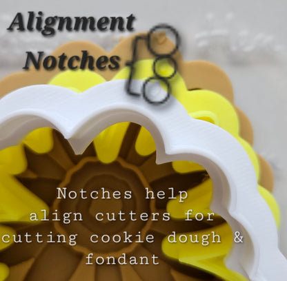 Daisy Blossom Bloom Buttercream Fondant Stamp and Cookie Cutter Set