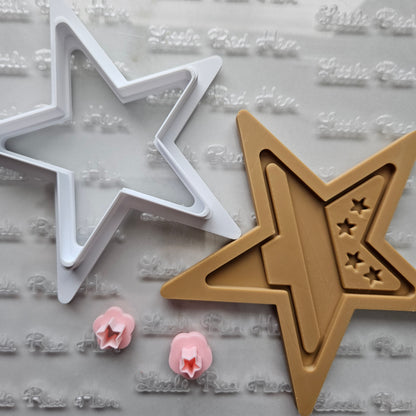 Americana Star with Stripes READY TO FLOOD Buttercream Fondant Stamp and Cookie Cutter Set