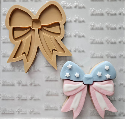 Americana Bow READY TO FLOOD Buttercream Fondant Stamp and Cookie Cutter Set