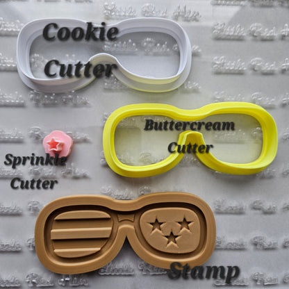 Americana Sunglasses READY TO FLOOD Buttercream Fondant Stamp and Cookie Cutter Set