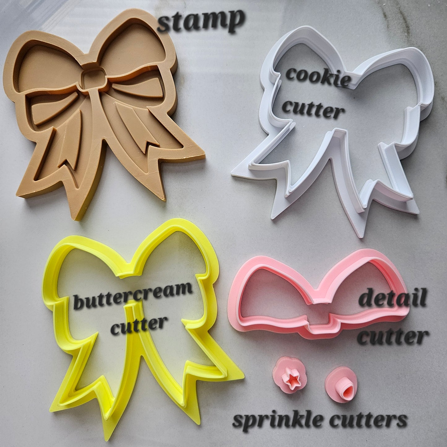 Americana Bow READY TO FLOOD Buttercream Fondant Stamp and Cookie Cutter Set