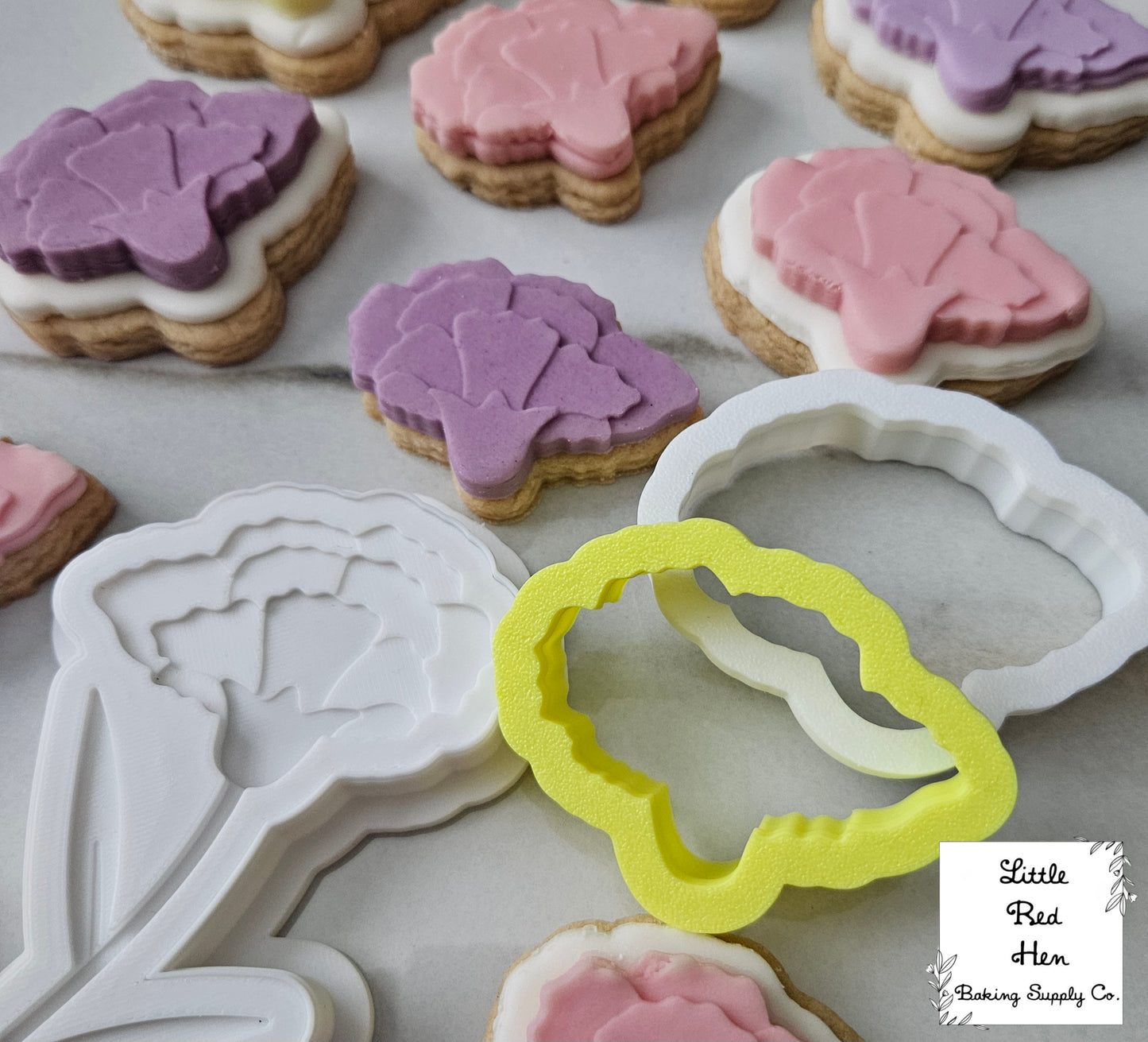 Carnation Flower Fondant and Buttercream Stamp Set -- January Birth Flower