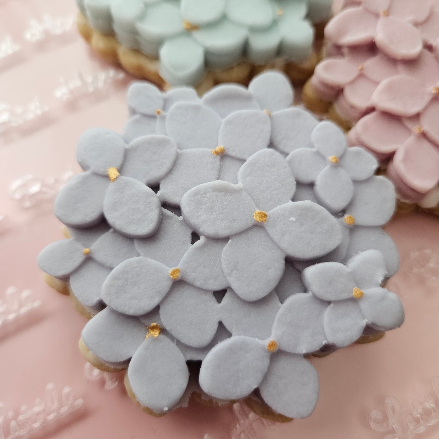 Hydrangea Blossom Bloom Buttercream Fondant Stamp and Cookie Cutter Set