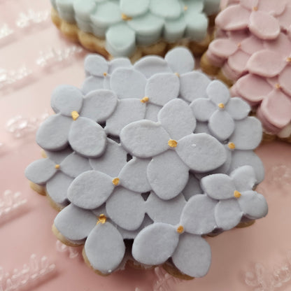 Hydrangea Blossom Bloom Buttercream Fondant Stamp and Cookie Cutter Set