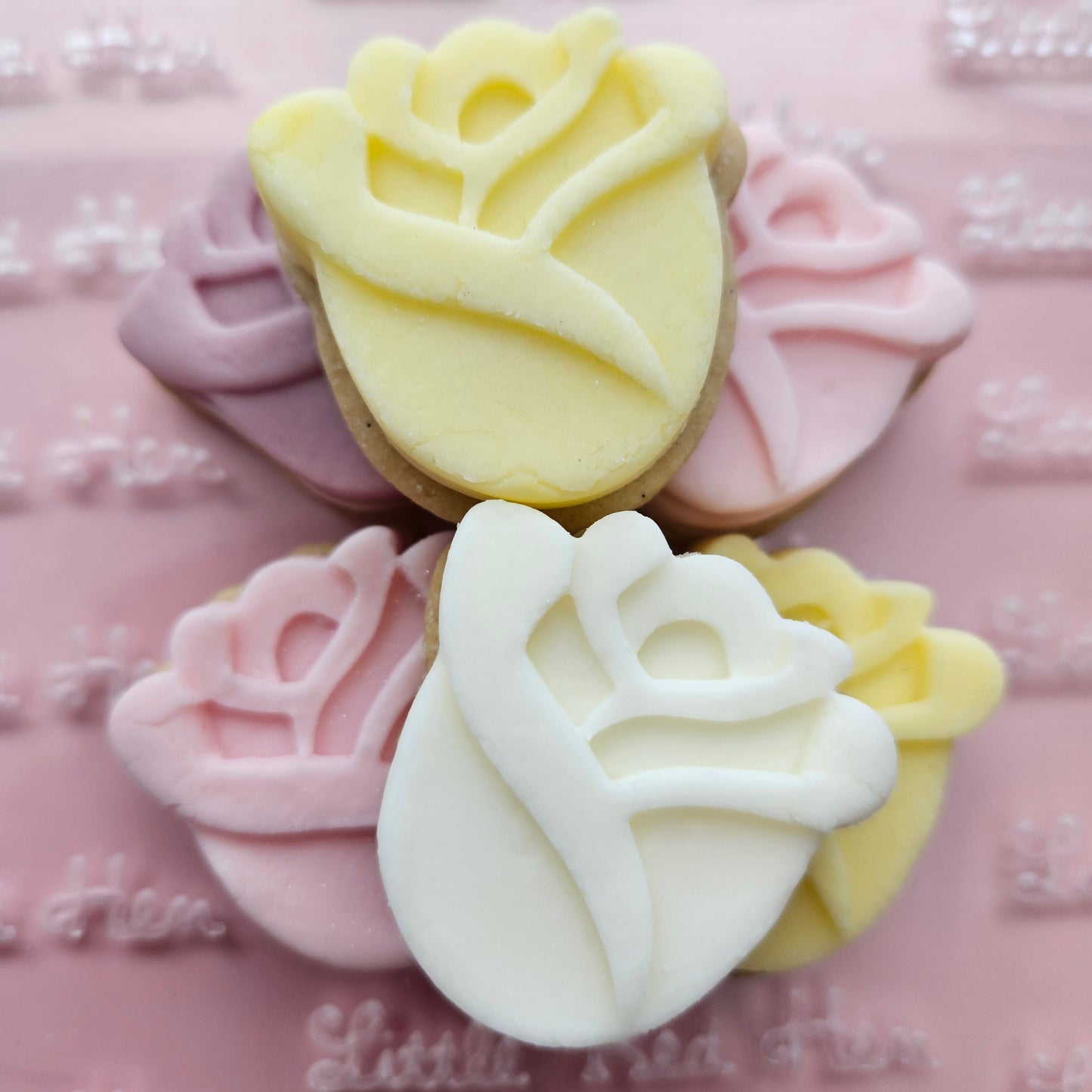 Roses Blossom Bloom Buttercream Fondant Stamp and Cookie Cutter Set