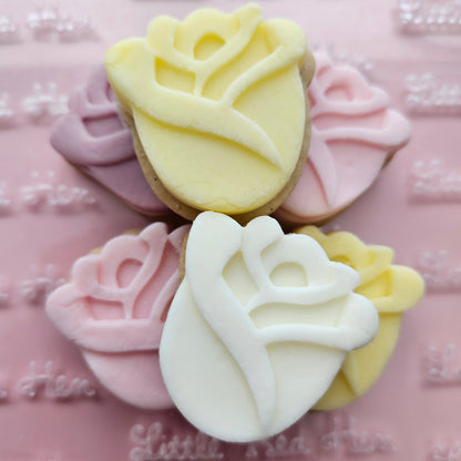 Roses Blossom Bloom Buttercream Fondant Stamp and Cookie Cutter Set
