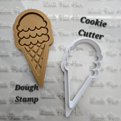 Ice Cream Cone DOUGH STAMP // READY TO FLOOD Stamp and Cookie Cutter Set