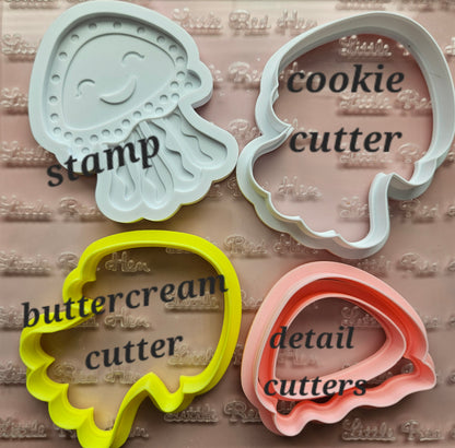 Jellyfish Fondant and Buttercream Stamp and Cutter Set