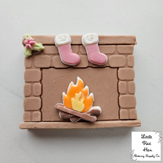 Fireplace Fondant and Buttercream Stamp and Cutter Set (and Optional Initial Stamps)