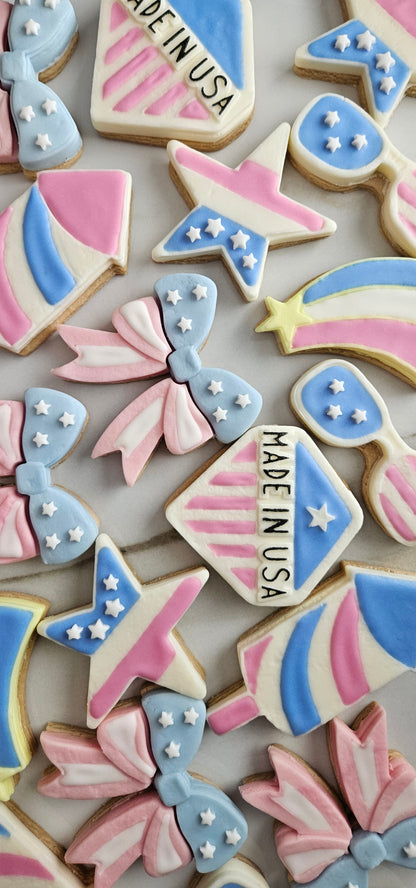 Americana Bow READY TO FLOOD Buttercream Fondant Stamp and Cookie Cutter Set