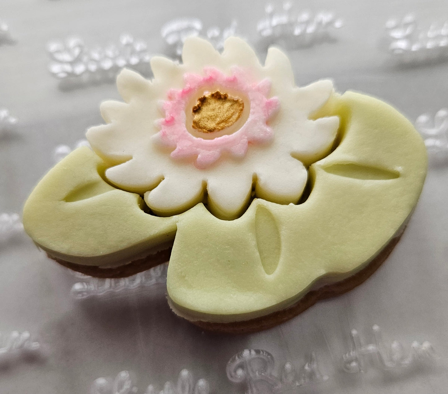 Water Lily  Blossom Bloom Buttercream Fondant Stamp and Cookie Cutter Set