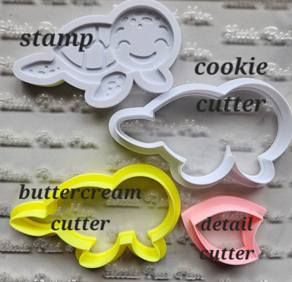 Sea Turtle Fondant and Buttercream Stamp and Cutter Set