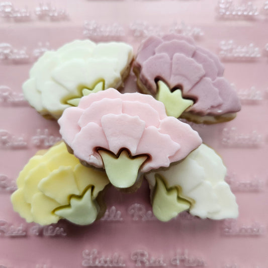 Carnation Blossom Bloom Buttercream Fondant Stamp and Cookie Cutter Set