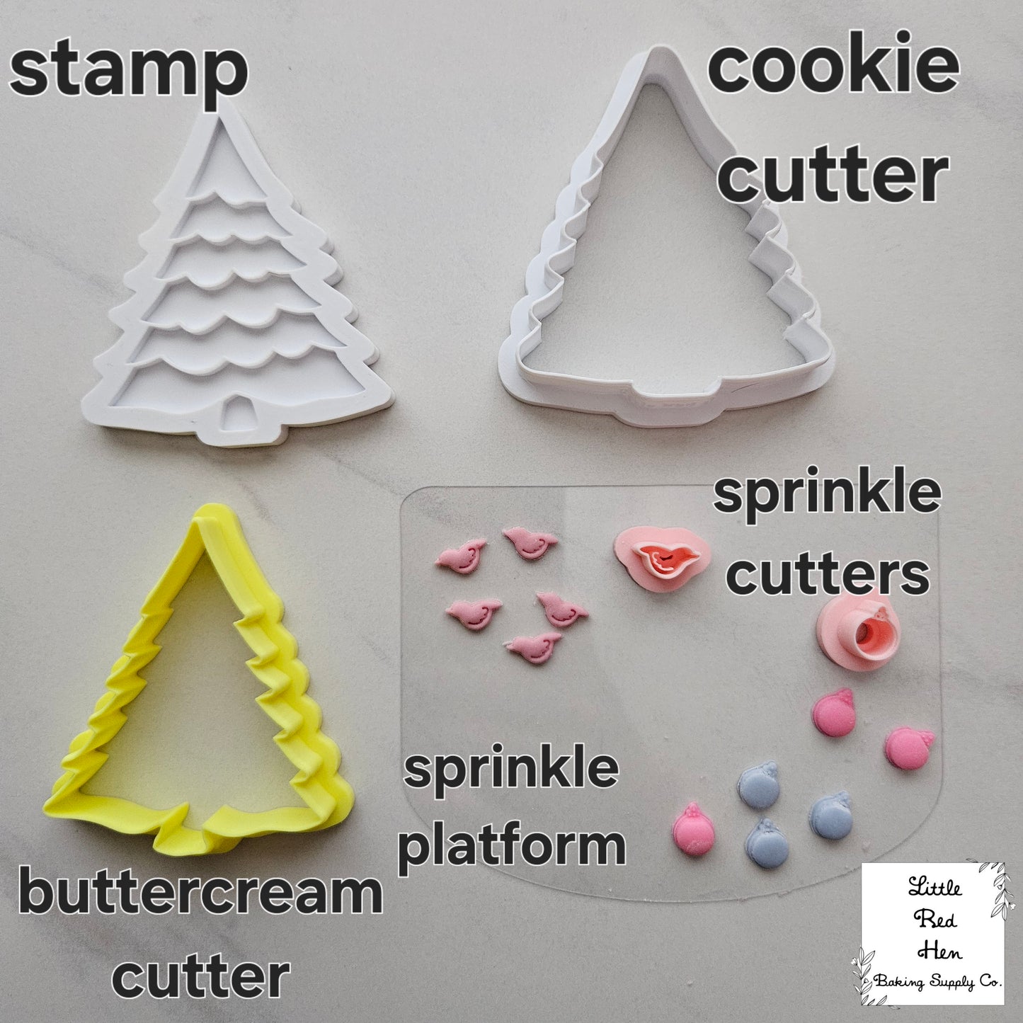 Christmas Tree Fondant and Buttercream Stamp and Cutter Set