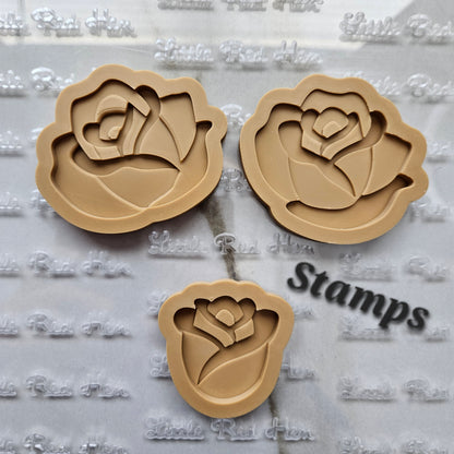 Roses Blossom Bloom Buttercream Fondant Stamp and Cookie Cutter Set
