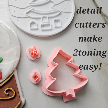 Christmas Tree Snow Globe Fondant and Buttercream Stamp and Cutter Set