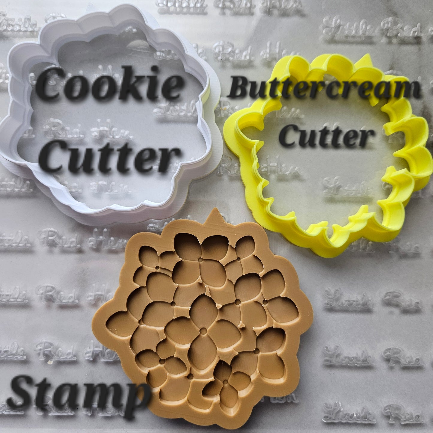 Hydrangea Blossom Bloom Buttercream Fondant Stamp and Cookie Cutter Set