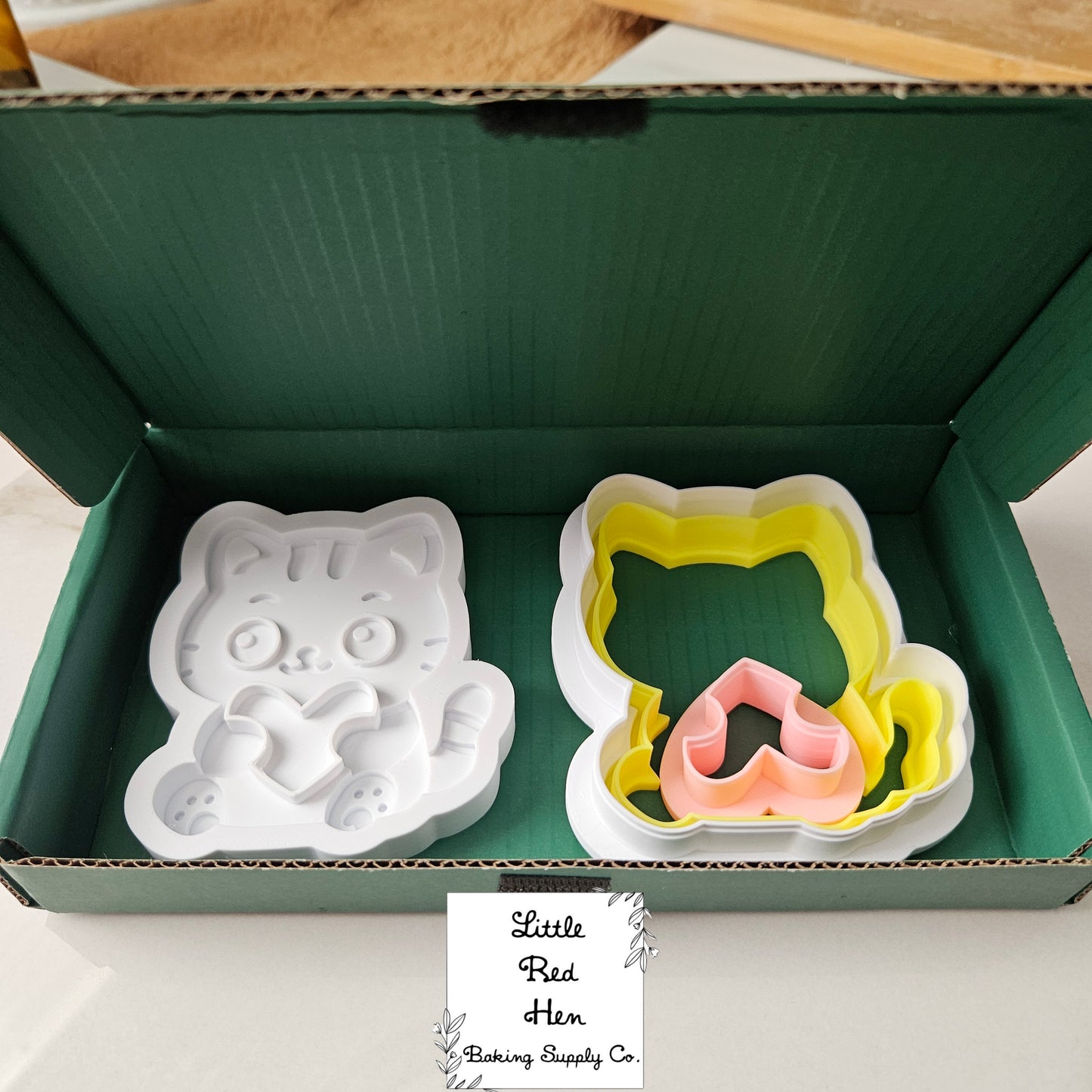 Valentine Cat Fondant and Buttercream Stamp and Cutter Set