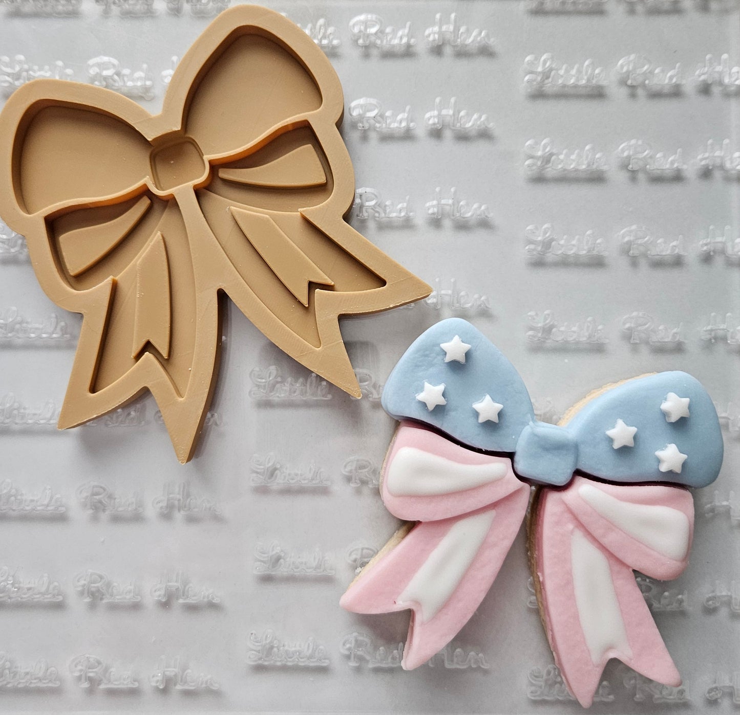 Americana Bow READY TO FLOOD Buttercream Fondant Stamp and Cookie Cutter Set