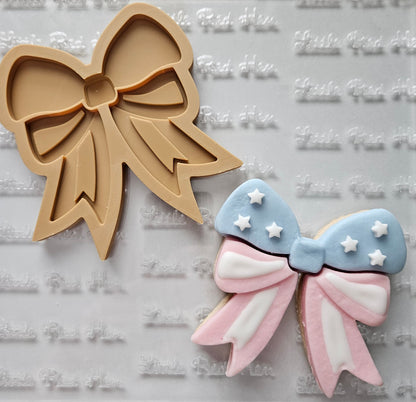 Americana Bow READY TO FLOOD Buttercream Fondant Stamp and Cookie Cutter Set