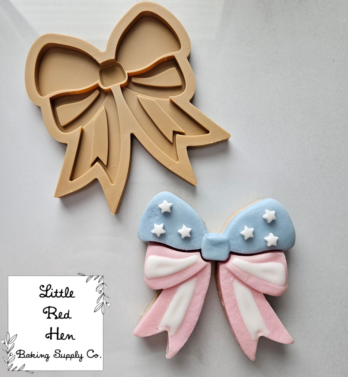 Americana Bow READY TO FLOOD Buttercream Fondant Stamp and Cookie Cutter Set