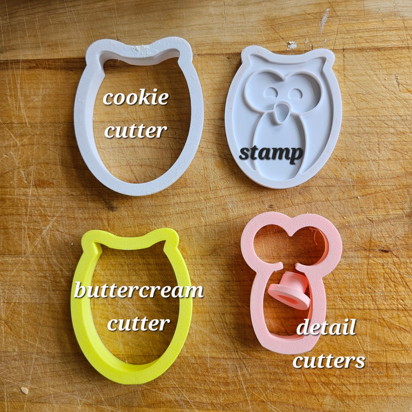 Owl Fondant and Buttercream Stamp and Cutter Set
