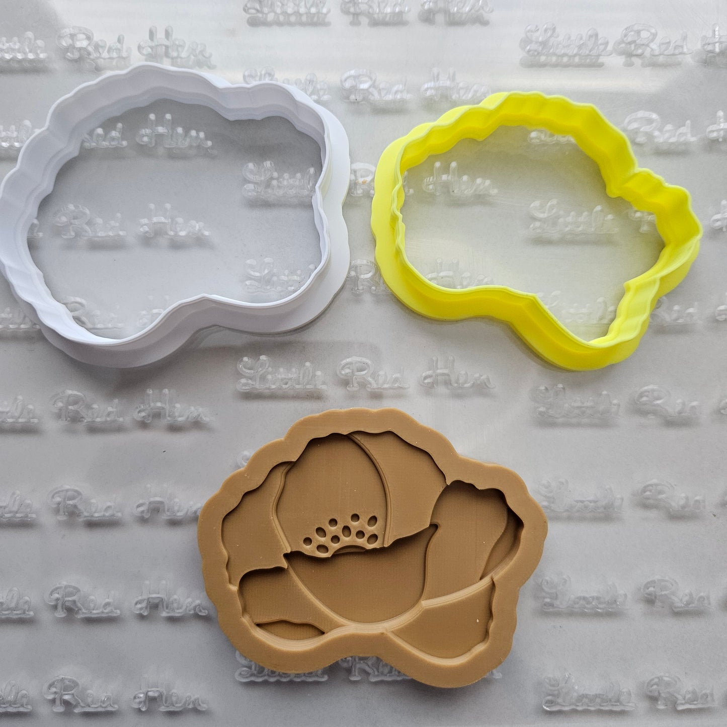Poppy Blossom Bloom Buttercream Fondant Stamp and Cookie Cutter Set