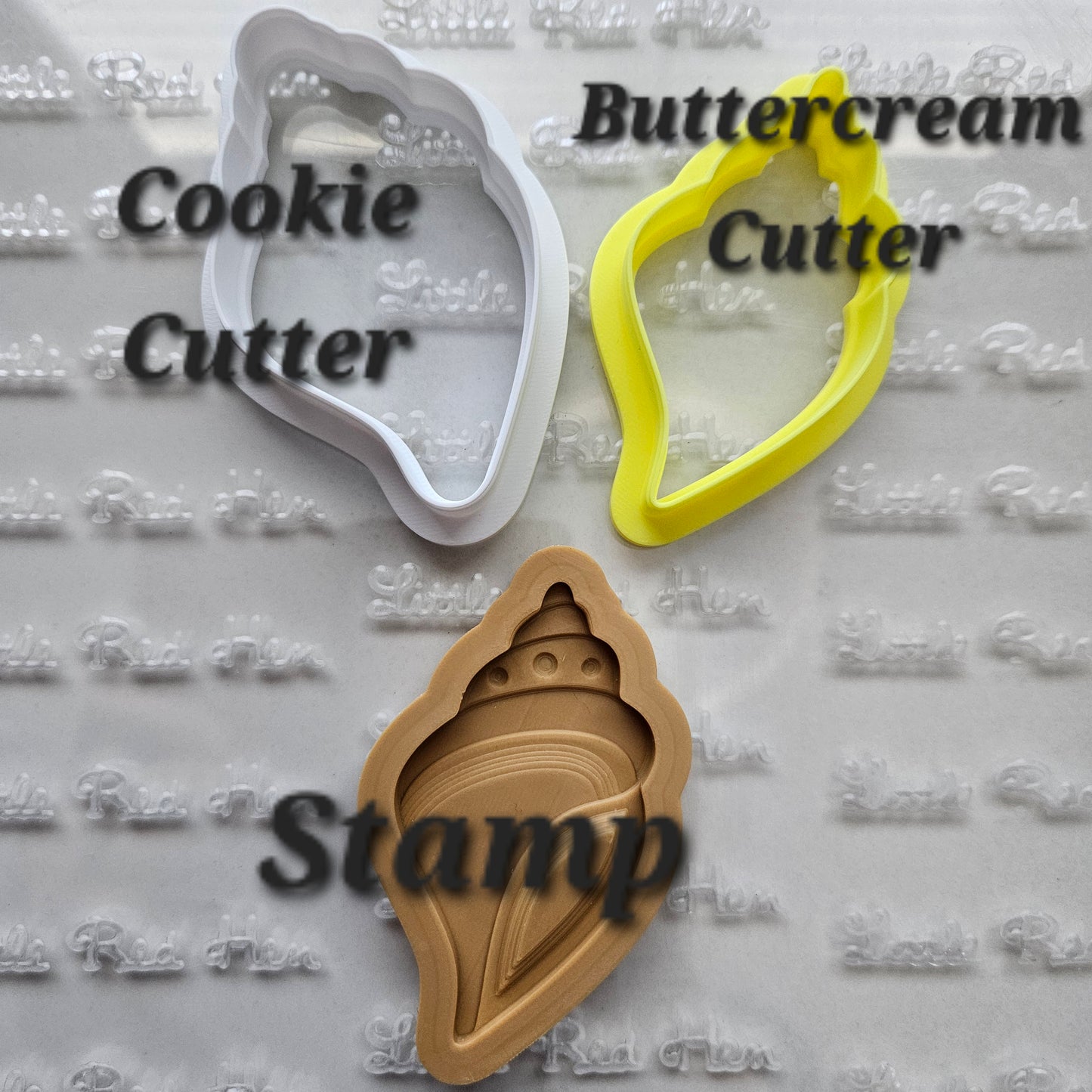 Conch Shell Fondant and Buttercream Stamp and Cutter Set