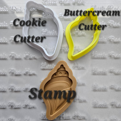 Conch Shell Fondant and Buttercream Stamp and Cutter Set