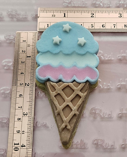 Americana Ice Cream Cone READY TO FLOOD Buttercream Stamp and Cookie Cutter Set