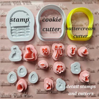 Easter Basket Fondant and Buttercream Stamp and Cutter DELUXE Set