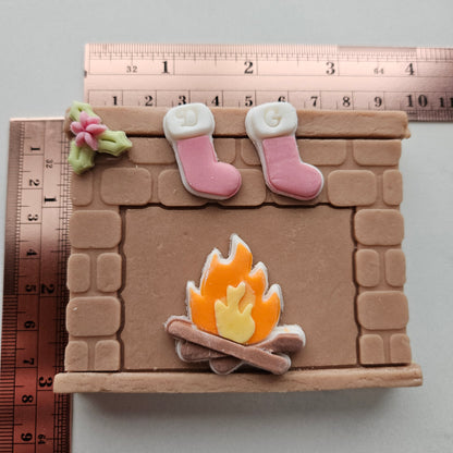Fireplace Fondant and Buttercream Stamp and Cutter Set (and Optional Initial Stamps)
