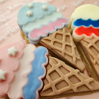 Americana Ice Cream Cone READY TO FLOOD Buttercream Stamp and Cookie Cutter Set