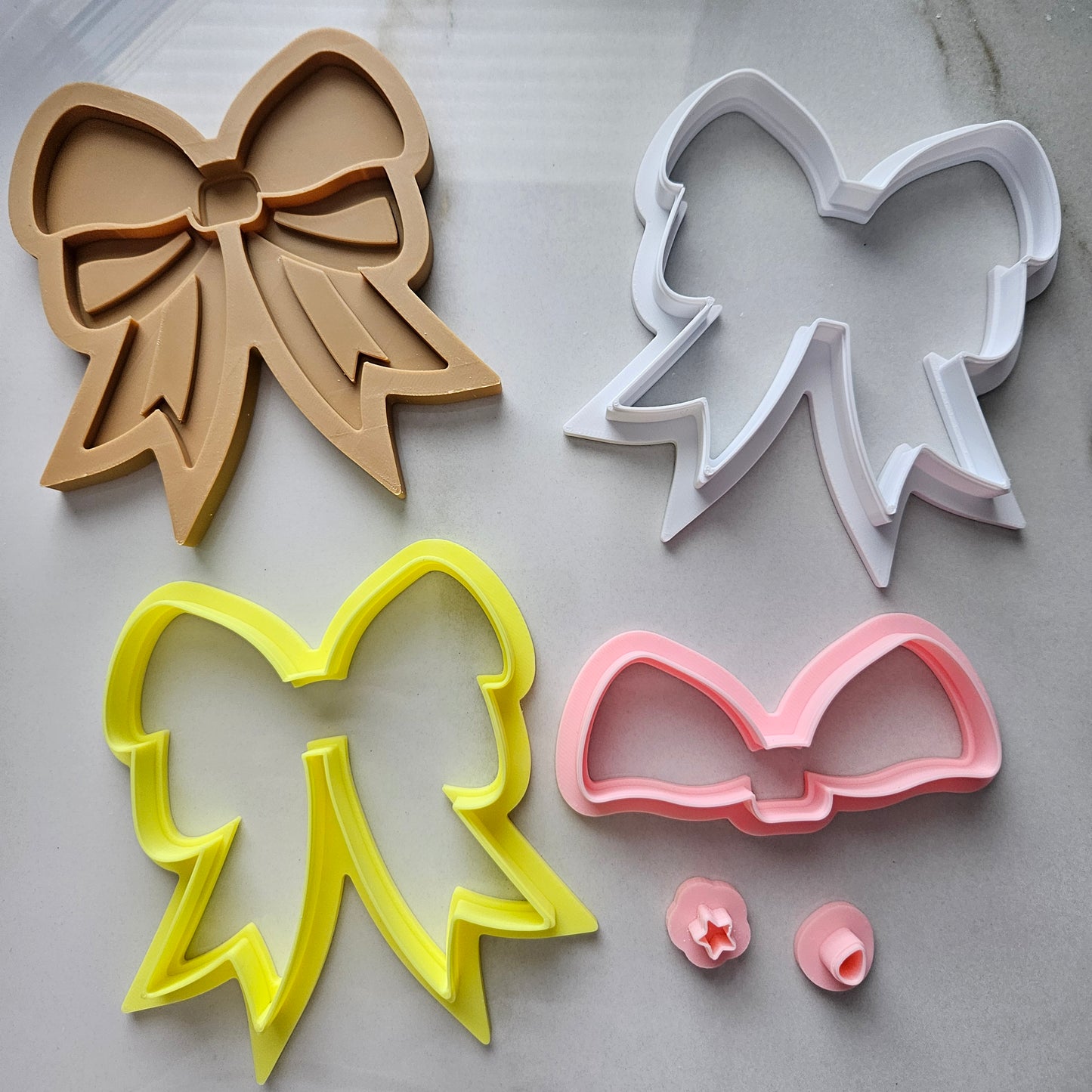 Americana Bow READY TO FLOOD Buttercream Fondant Stamp and Cookie Cutter Set