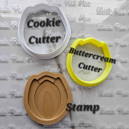 Tulip Blossom Bloom Buttercream Fondant Stamp and Cookie Cutter Set