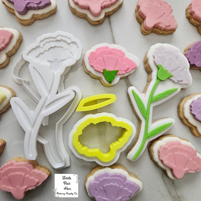Carnation Flower Fondant and Buttercream Stamp Set -- January Birth Flower