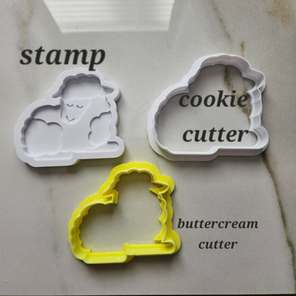 Easter Lamb Fondant and Buttercream Stamp and Cutter Set