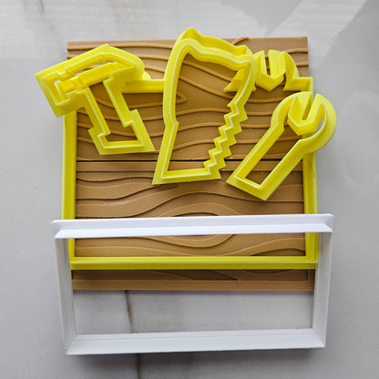 MEGACOOKIE / COOKIE CAKE Toolbox with Tool Set Father's Day Buttercream Fondant Stamp and Cookie Cutter Set