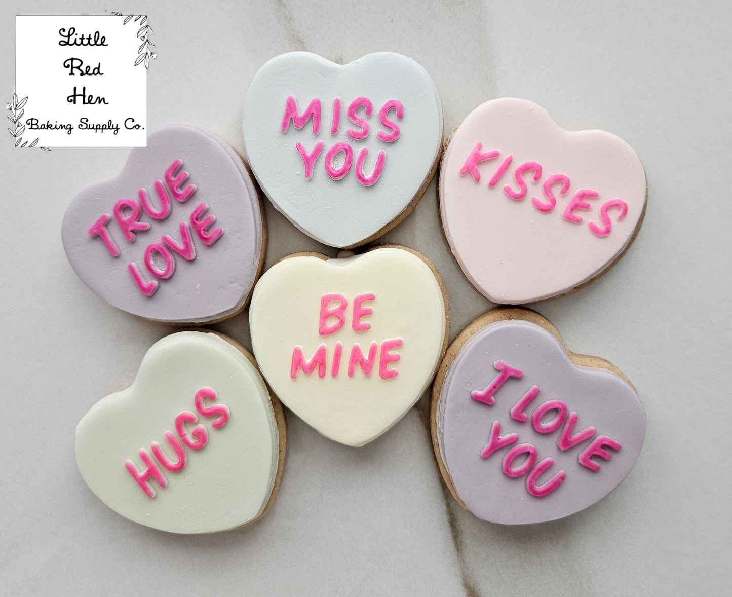 Conversation Hearts Valentine Fondant and Buttercream Stamp and Cutter Set